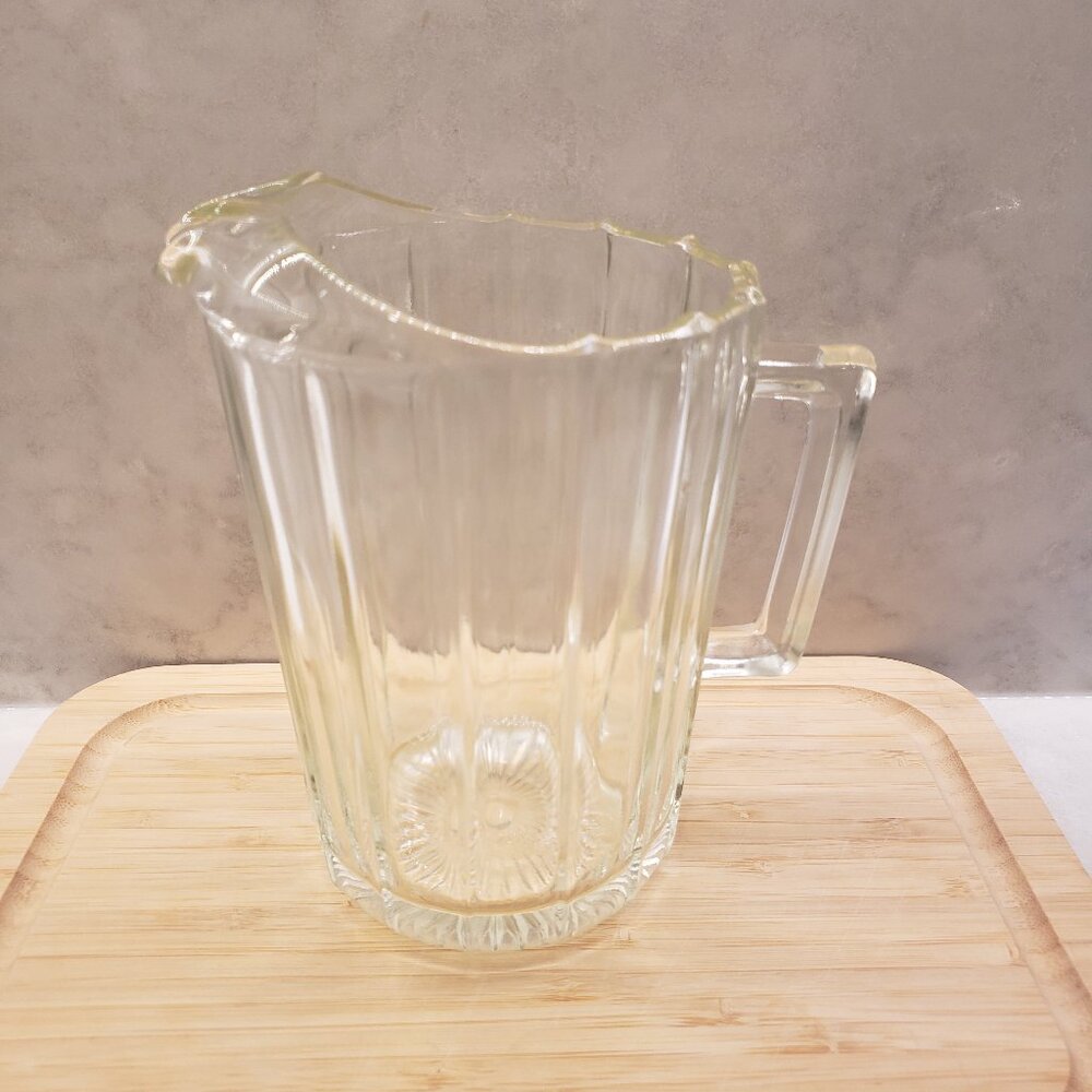 Vintage Pressed Paneled Glass Bar Pitcher